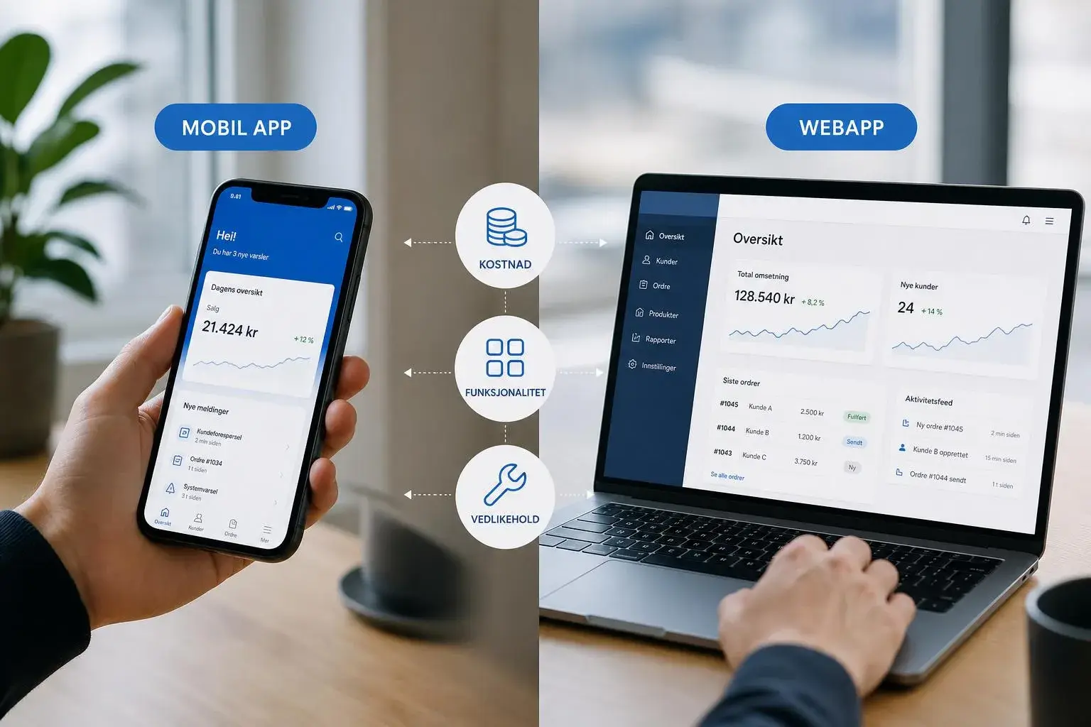 Webapp eller mobil app - beslutningsguide for småbedrifter i 2026