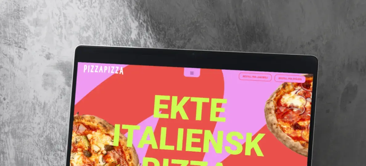 PizzaPizza nettside vist på en bærbar PC